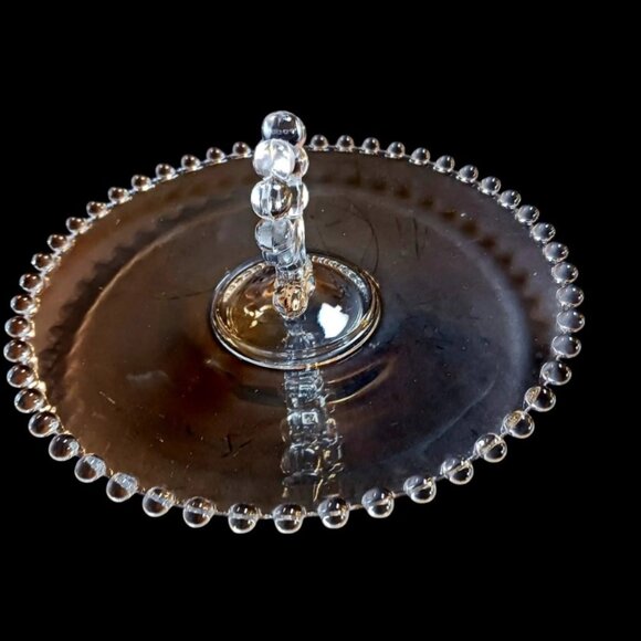 Vintage Imperial Glass Candlewick Heart Handled Plate  8" Hobnail Edge - Picture 2 of 6